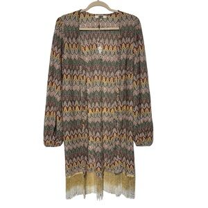 Gimmick NWT Colorful Fall Western Southwest Boho Festival Wrap Kimono Fringe XL